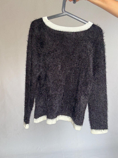 Vintage-Inspired Black and White Cardigan — additional view 6