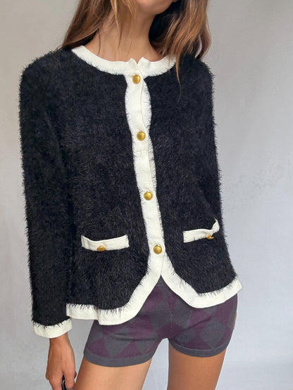 Vintage-Inspired Black and White Cardigan — additional view 9