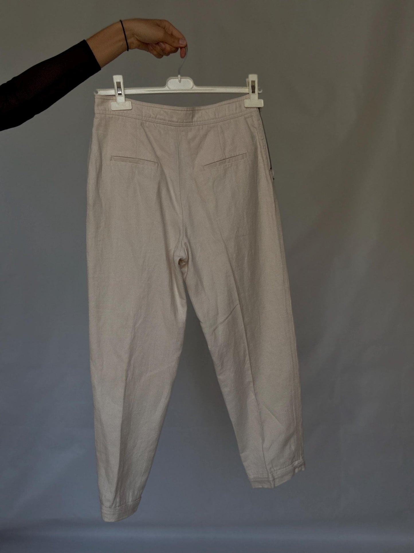 High Waist Linen Blend Trousers | Purificación García Vintage | Cream Cotton Linen Pants | Old Money Aesthetic