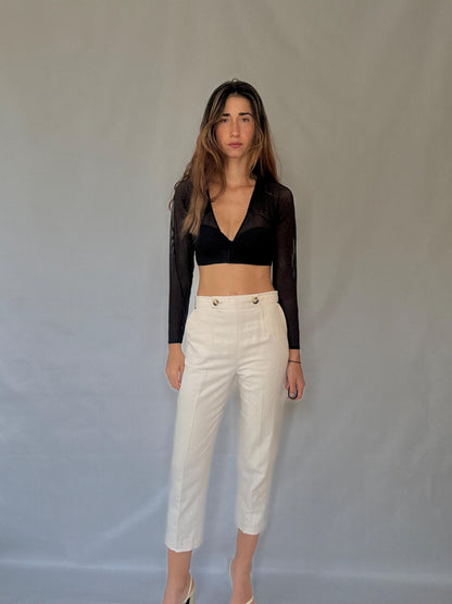 Purificación García High Waist Linen Trousers — detail