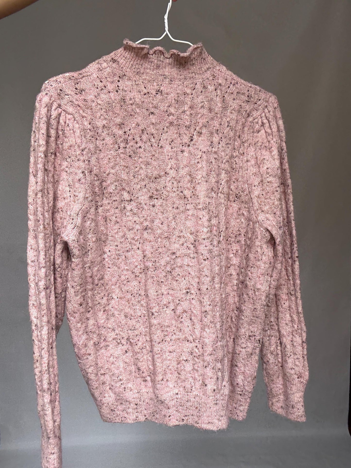 Soft Girl Vintage Knit | Pink Speckled Ruffle Collar Sweater | Romantic Cottagecore Grunge Aesthetic Jumper