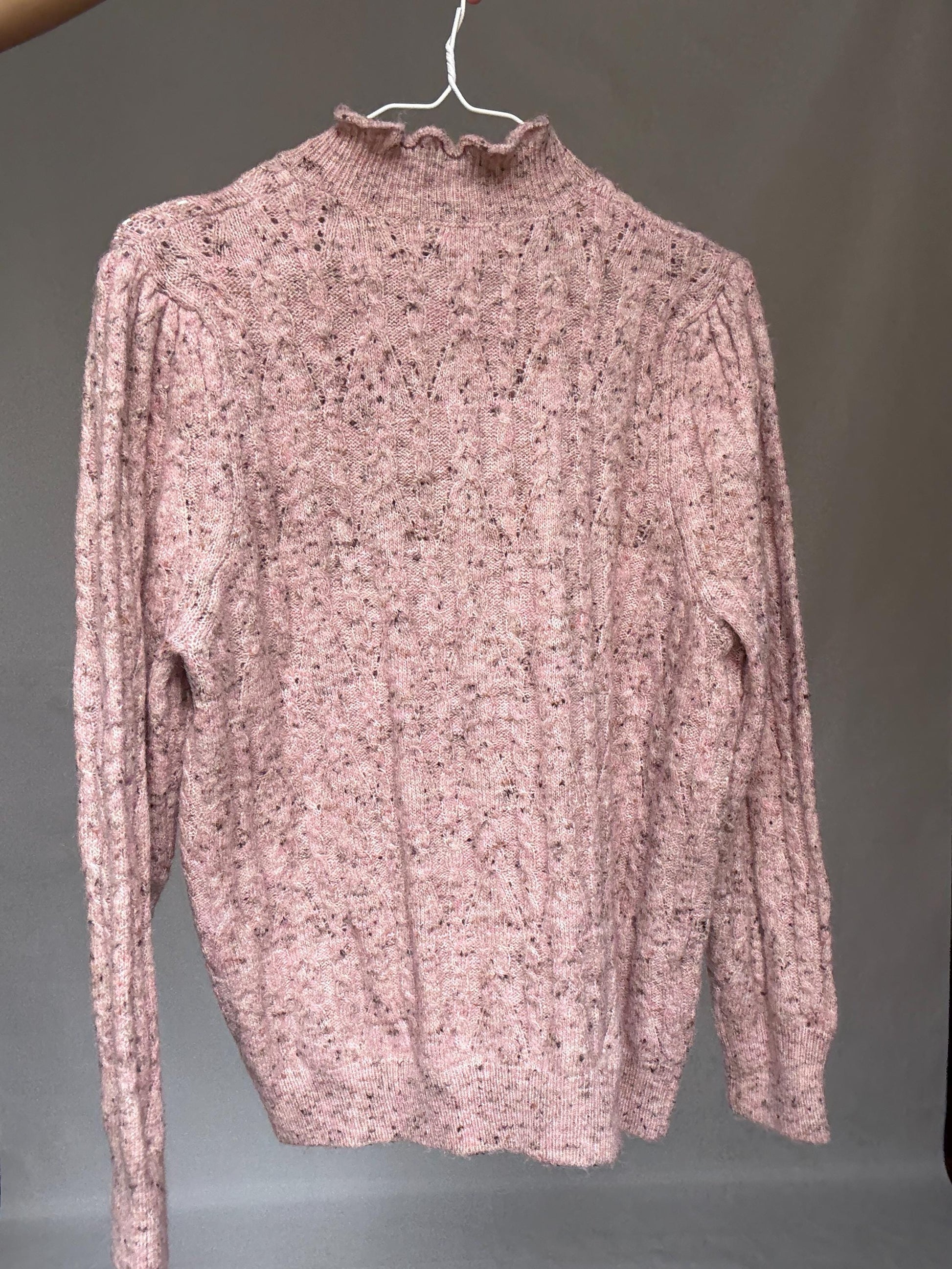 Soft Girl Vintage Knit | Pink Speckled Ruffle Collar Sweater | Romantic Cottagecore Grunge Aesthetic Jumper