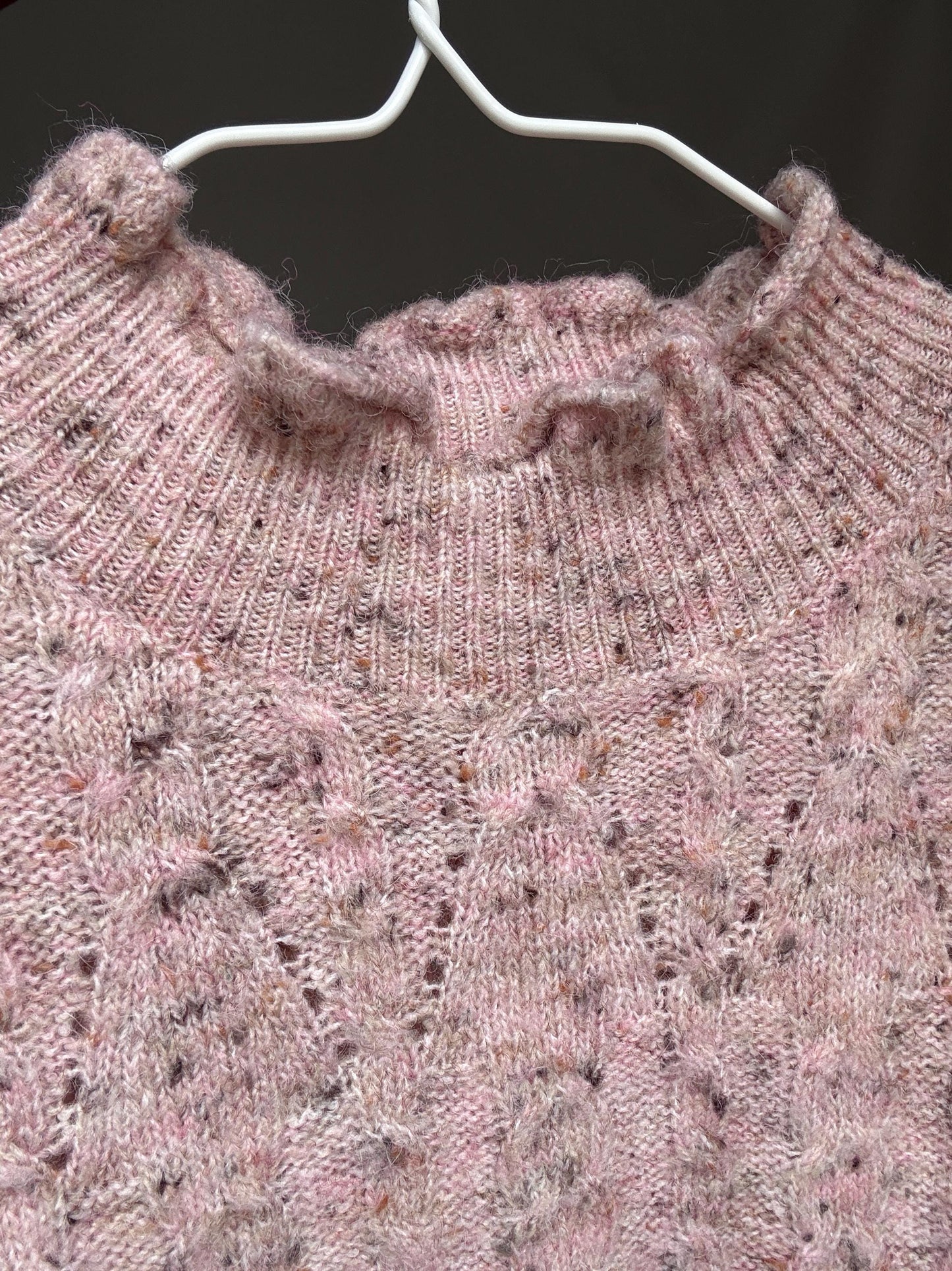 Soft Girl Vintage Knit | Pink Speckled Ruffle Collar Sweater | Romantic Cottagecore Grunge Aesthetic Jumper
