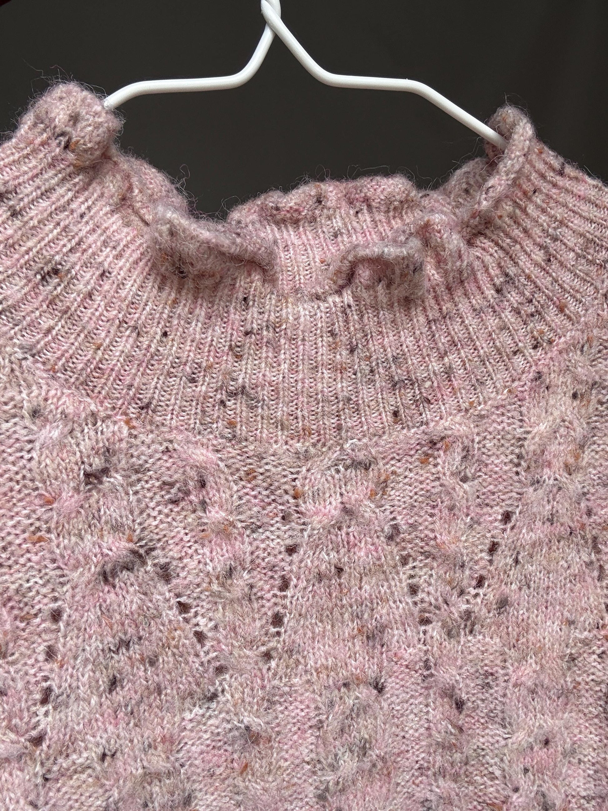 Soft Girl Vintage Knit | Pink Speckled Ruffle Collar Sweater | Romantic Cottagecore Grunge Aesthetic Jumper