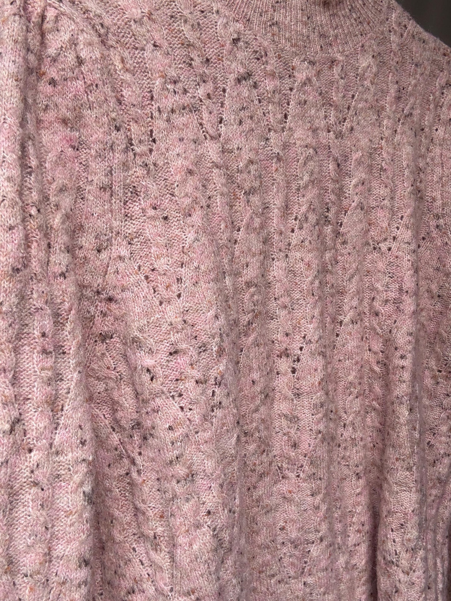 Soft Girl Vintage Knit | Pink Speckled Ruffle Collar Sweater | Romantic Cottagecore Grunge Aesthetic Jumper