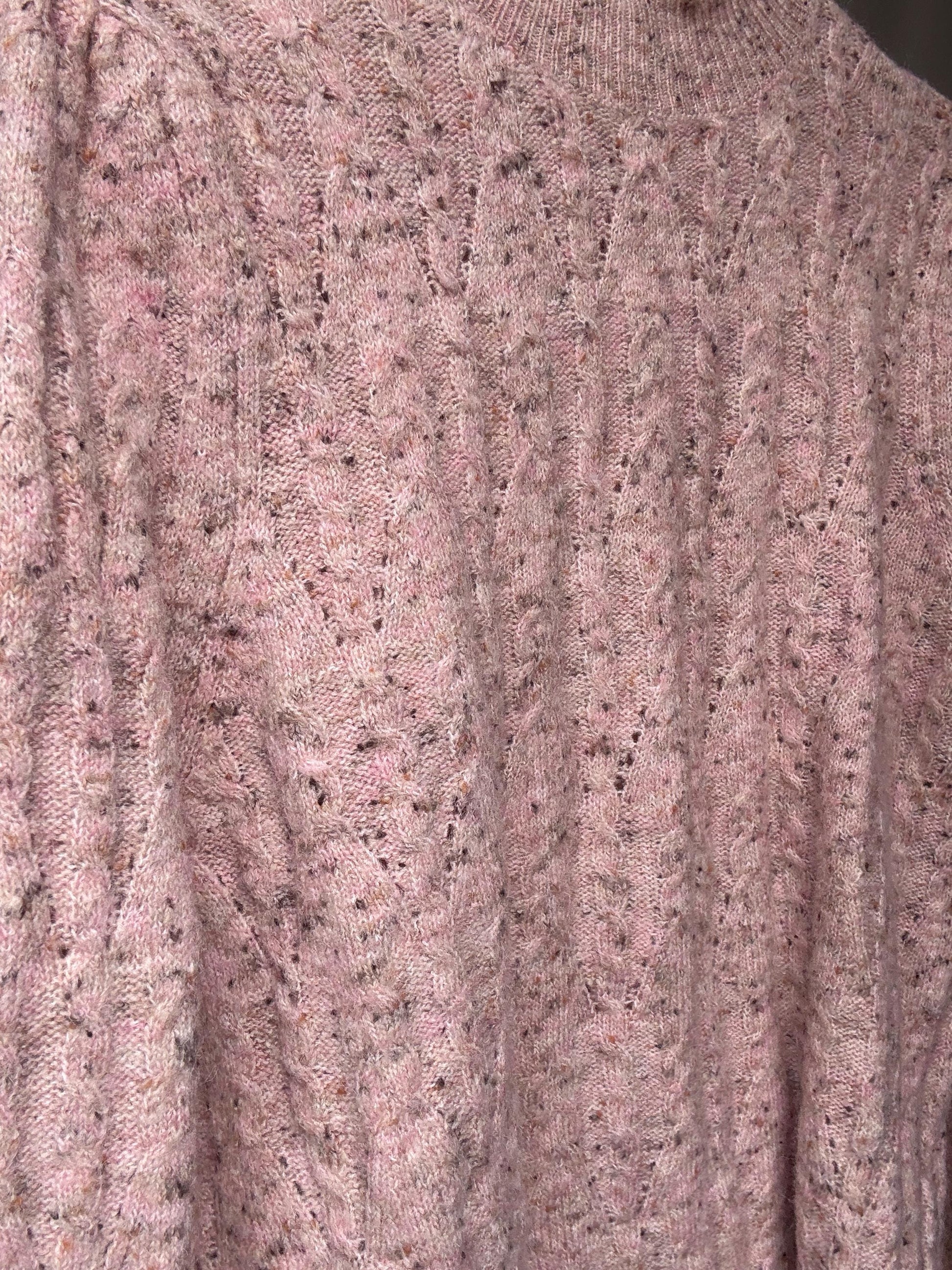 Soft Girl Vintage Knit | Pink Speckled Ruffle Collar Sweater | Romantic Cottagecore Grunge Aesthetic Jumper