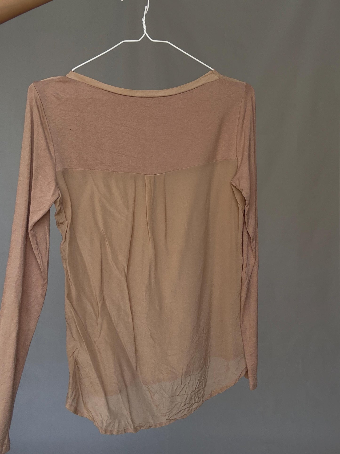 Sheer Nude Long Sleeve | Marella Vintage Designer Mesh Top | Earthy Y2K Minimalist Vibes