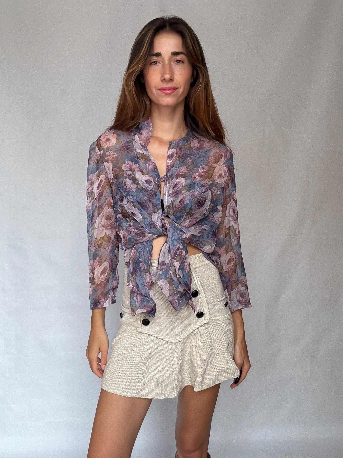 Handmade Vintage Sheer Floral Blouse | Fairycore Festival Top | cute flower top, Coachella Boho Button-Up, cottagecore romantic aesthetic