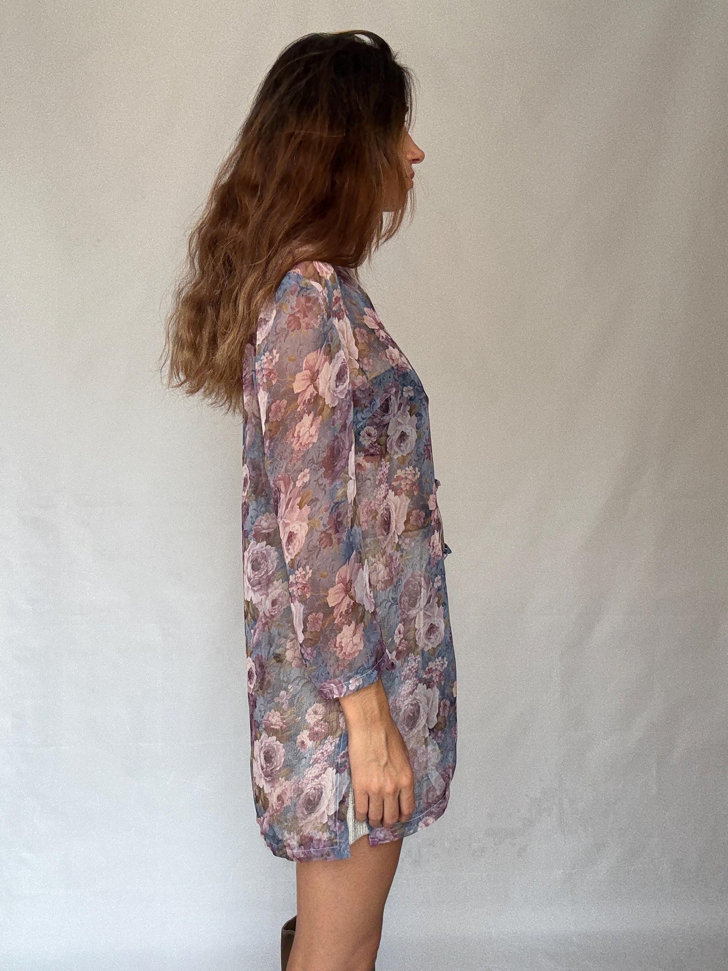 Handmade Vintage Sheer Floral Blouse | Fairycore Festival Top | cute flower top, Coachella Boho Button-Up, cottagecore romantic aesthetic