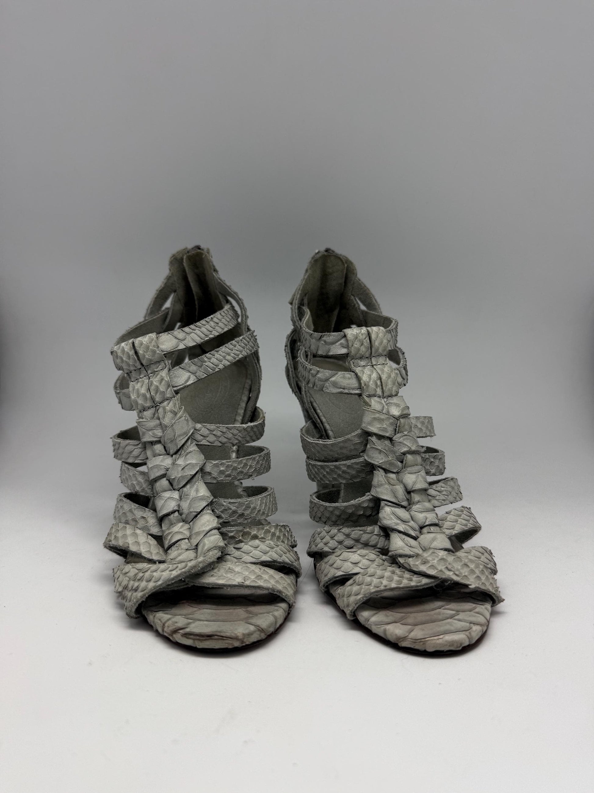 Grey Snakeskin Leather Heels — additional view 6