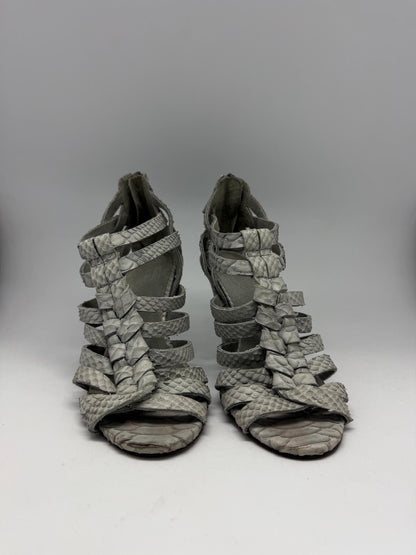 Grey Snakeskin Leather Heels — additional view 6