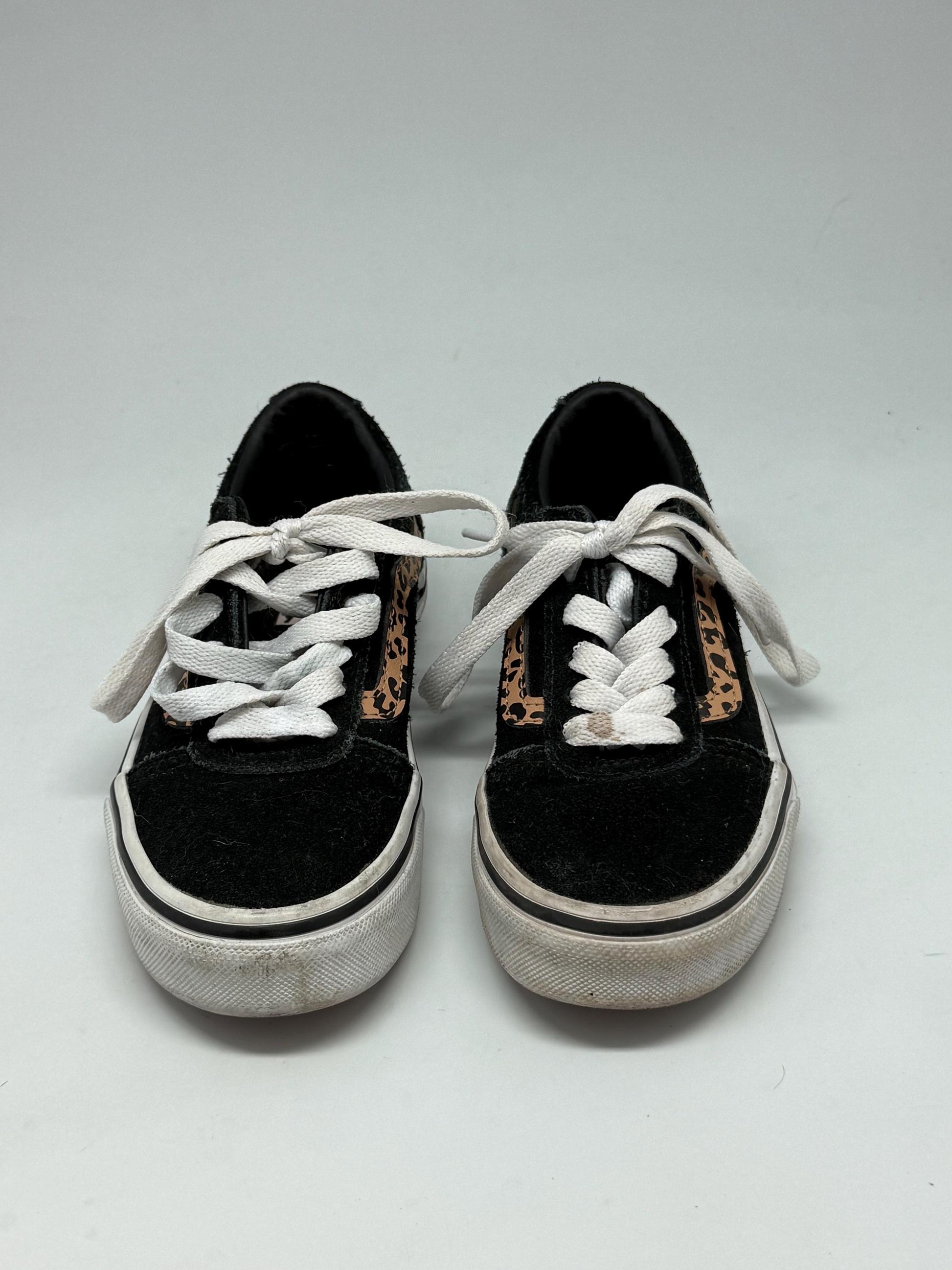 Vans Old Skool Kids Sneakers – US 11.5 – Leopard Print Side Stripe – Black Suede Trainers – Classic Skate Shoes – EU 28