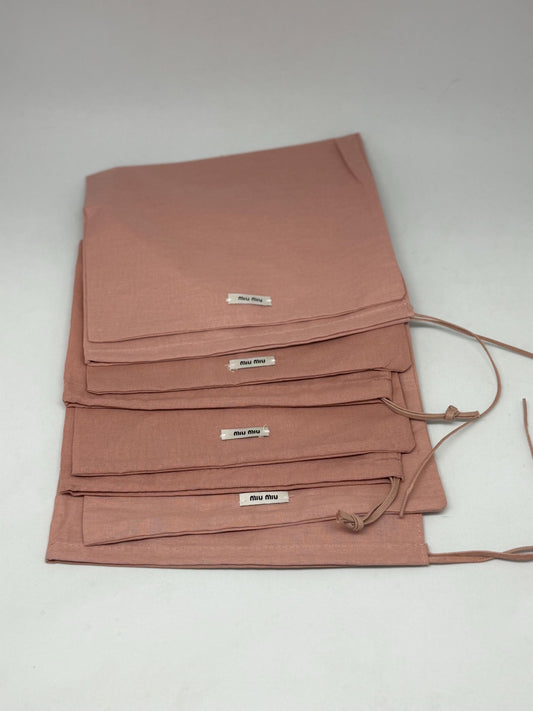 Miu Miu Dust Bags – Set of 4, Unused, Made in Italy, Pink Cotton Shoe or Accessory Pouches, 22x36 cm Designer Storage