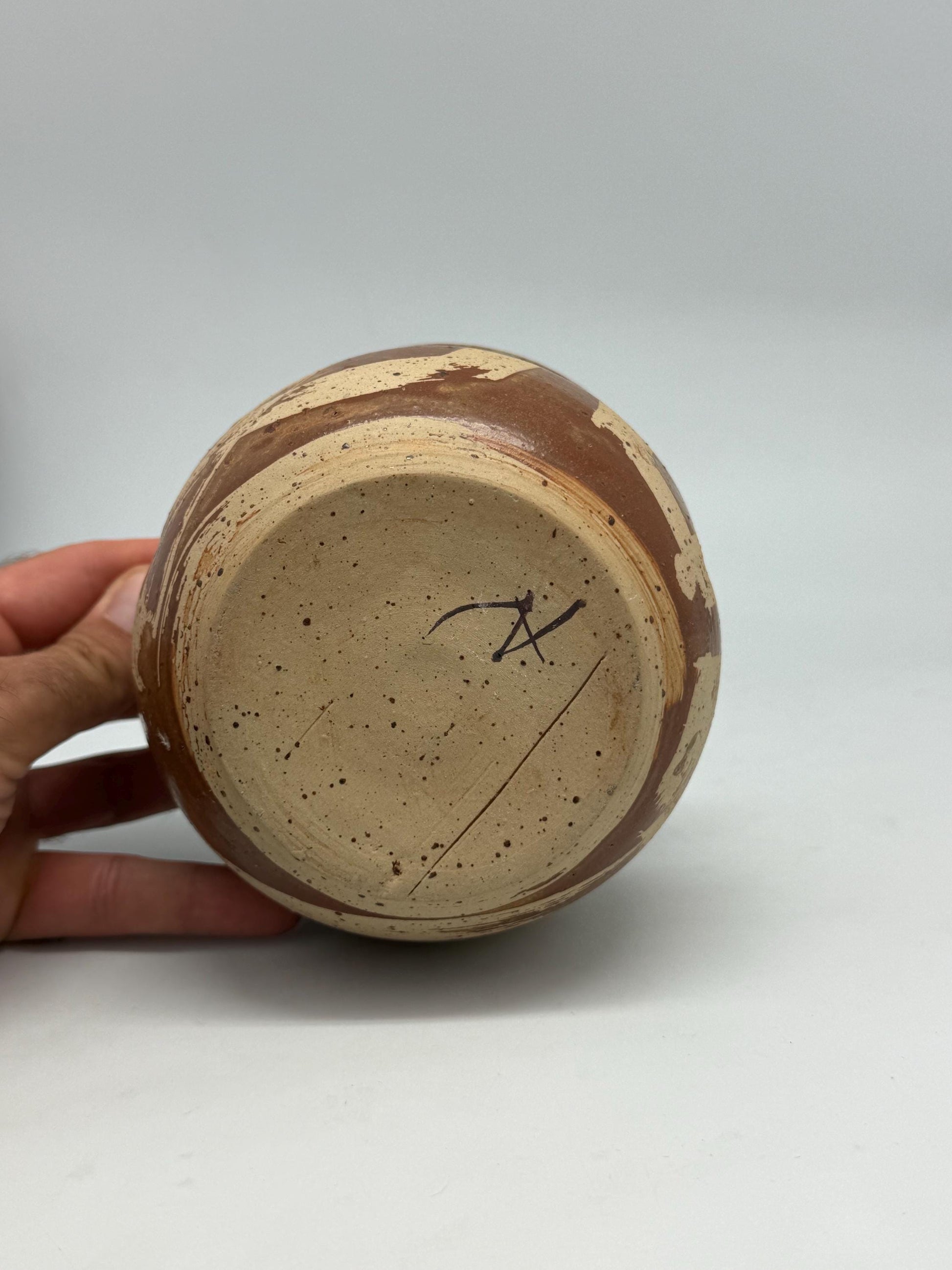 Rustic Studio Pottery Matcha Bowl – Hand-Thrown Chawan Tea Bowl with Abstract Brush Design | Japanese Style Wabi Sabi Ceramics