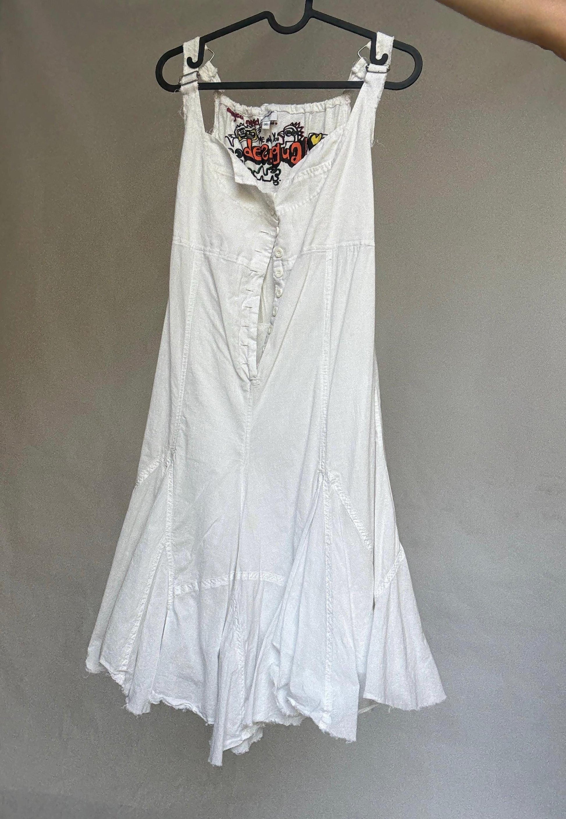 Desigual printed dress with adjustable straps and button back – vibrant boho style, flattering fit, size 36, lightweight & unique