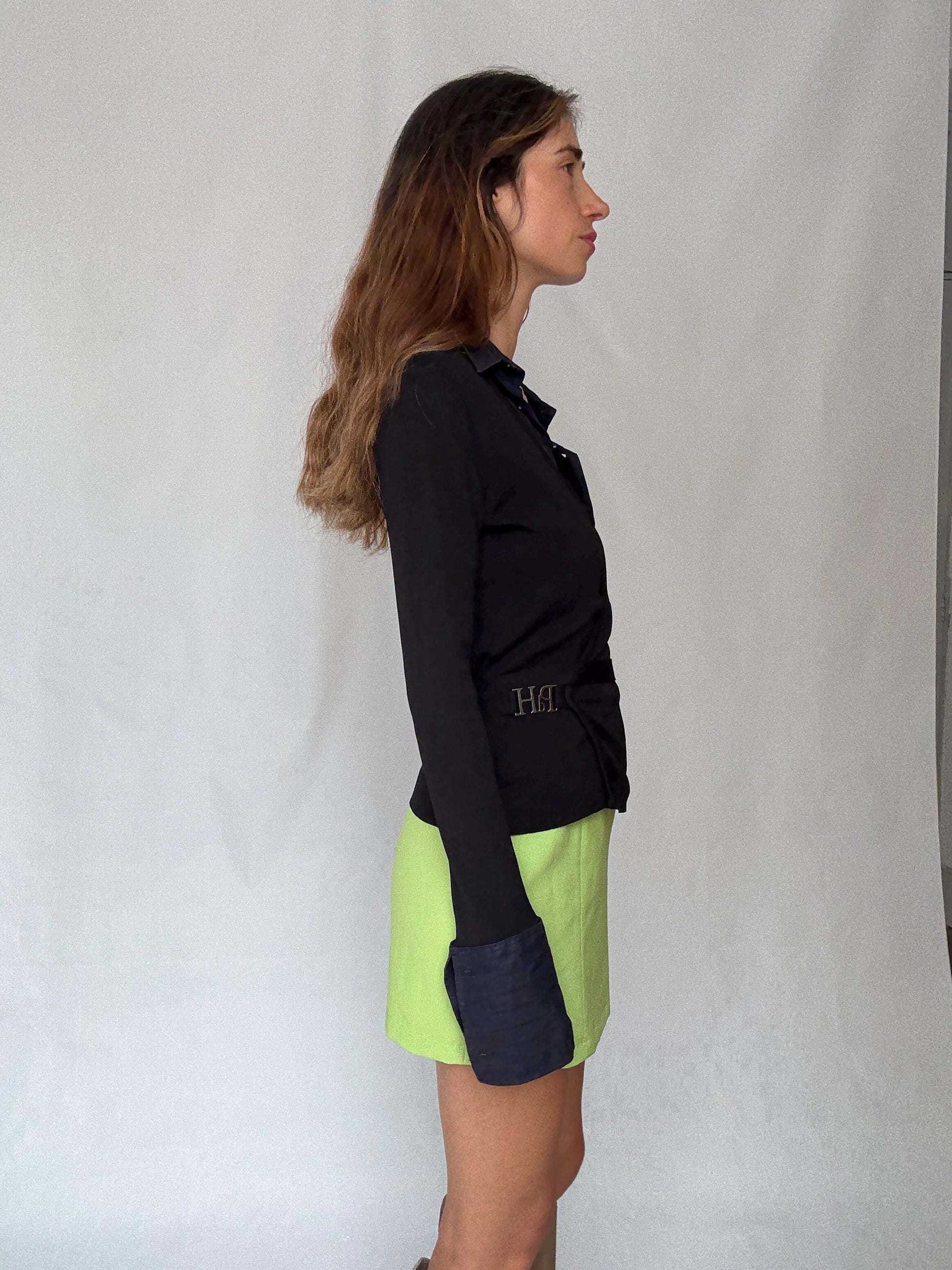 Luxury Pedro del Hierro wrap vest with blouse, Navy blue long sleeve jumper, Spanish designer clothing, Eutopean vintage fashion