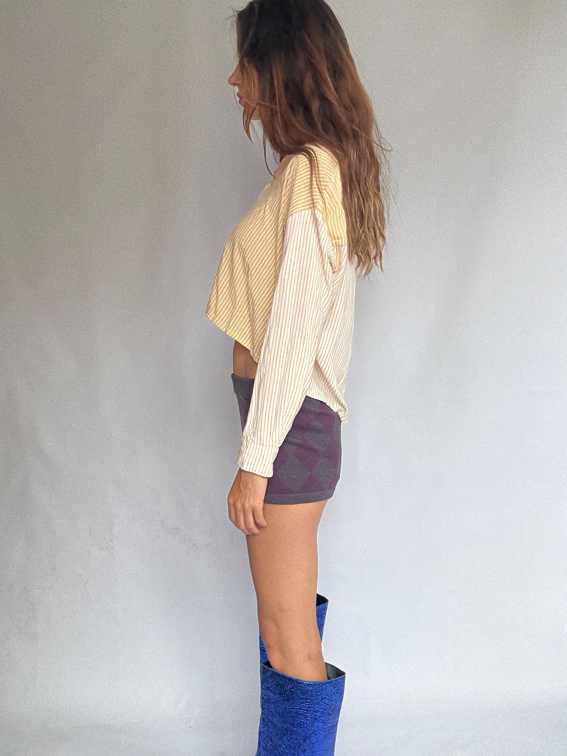 Purple Argyle Knit Shorts – Wool Blend Cozy Cottagecore Bottoms, Size M UK10 US6, New with Tags, Y2K Preppy Vibe