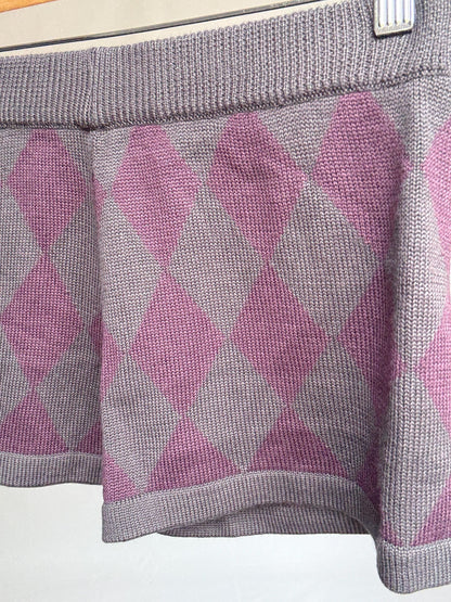 Purple Argyle Knit Wool Blend Shorts — additional view 9