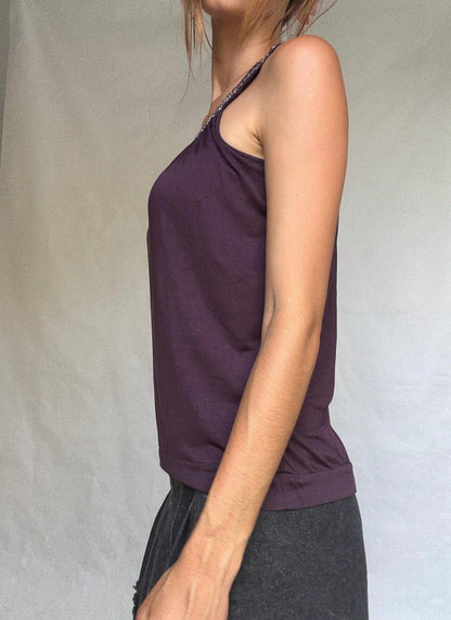 Embellished Aubergine Sleeveless Top — back view