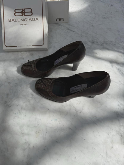 Vintage Balenciaga Brown Leather Heels — additional view 5