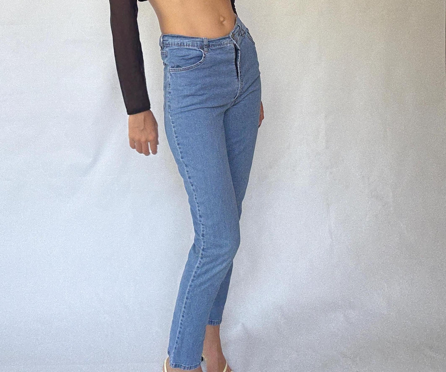 Monte Napoleone Milano high waist skinny jeans, Tall girl pants, stretchy cotton lycra, Italian made, secondhand denim, comfy flattering fit