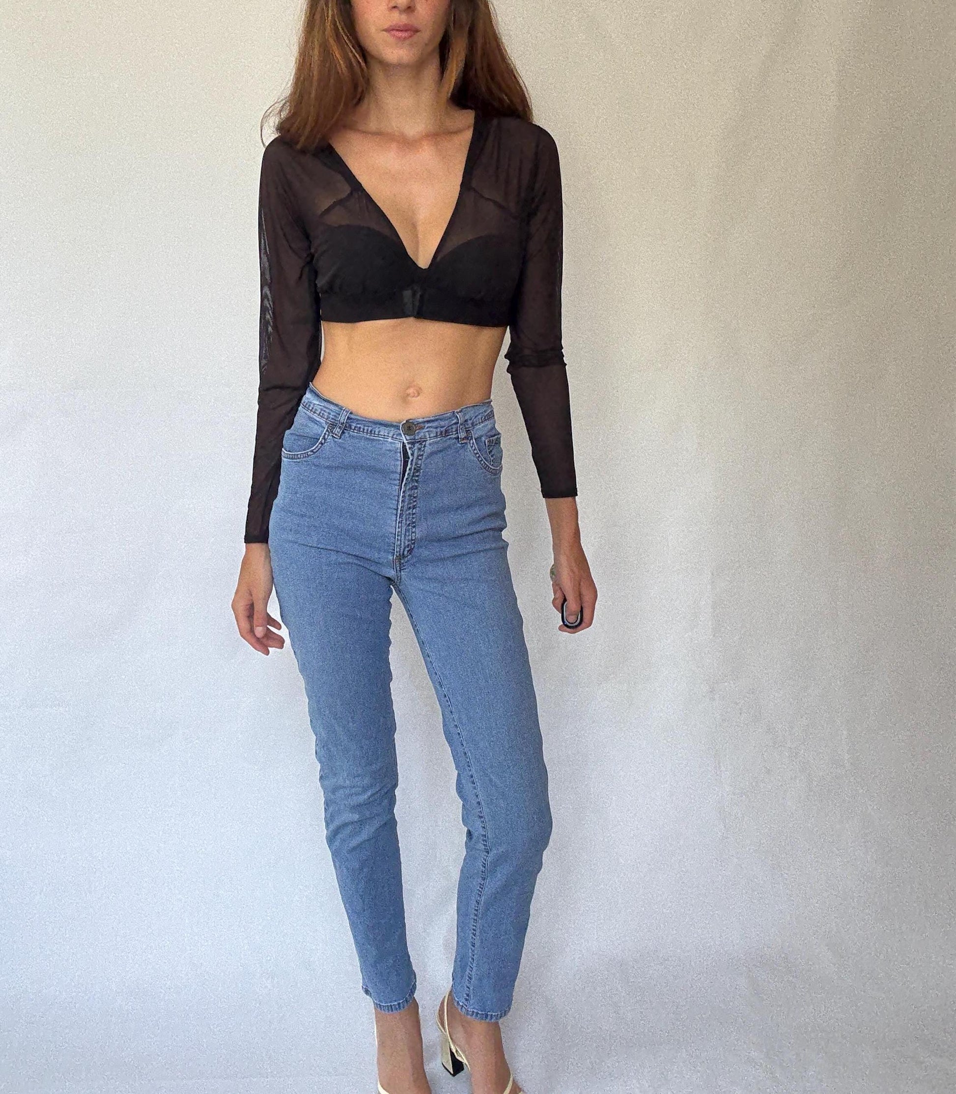 Monte Napoleone Milano high waist skinny jeans, Tall girl pants, stretchy cotton lycra, Italian made, secondhand denim, comfy flattering fit