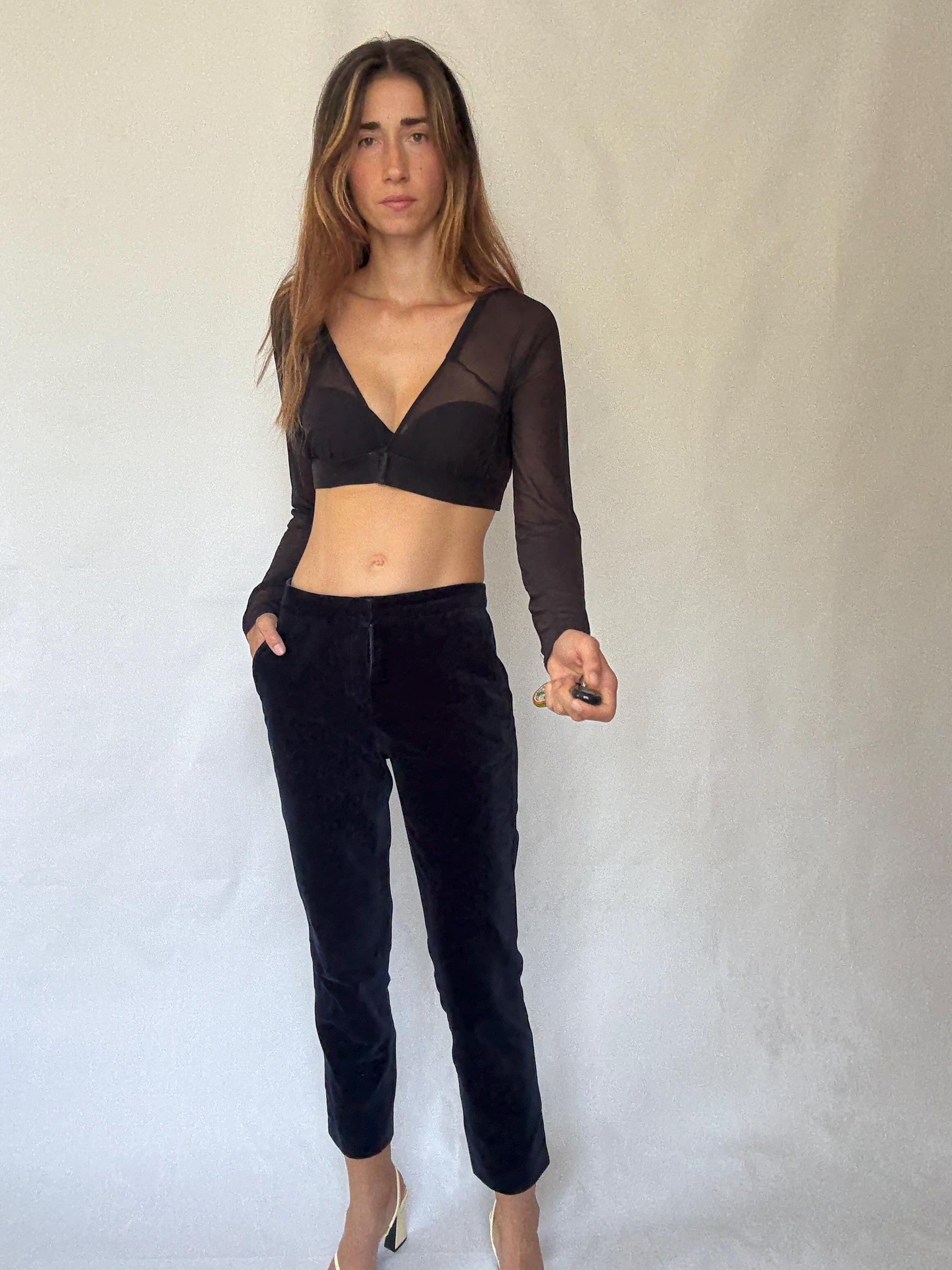 Velvet tapered pants by Massimo Dutti – EU38, high waisted elegant cut, luxe feel, rich texture, fits modern M, perfect dark academia