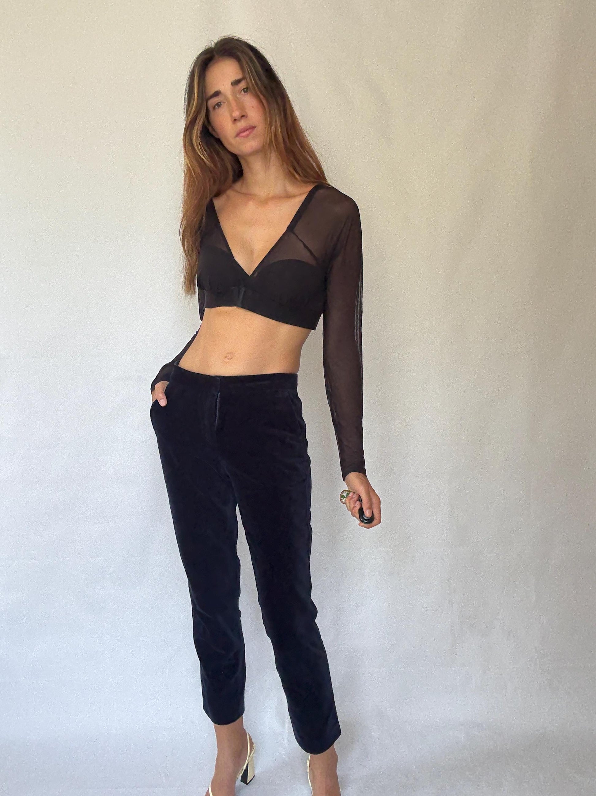 Velvet tapered pants by Massimo Dutti – EU38, high waisted elegant cut, luxe feel, rich texture, fits modern M, perfect dark academia