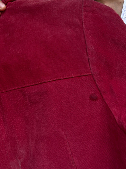 90s Dark Red Suede Leather Blazer — additional view 9