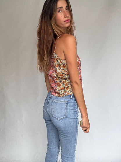 Ralph Lauren Embroidered Cropped Jeans with Lace Hem — fabric close-up