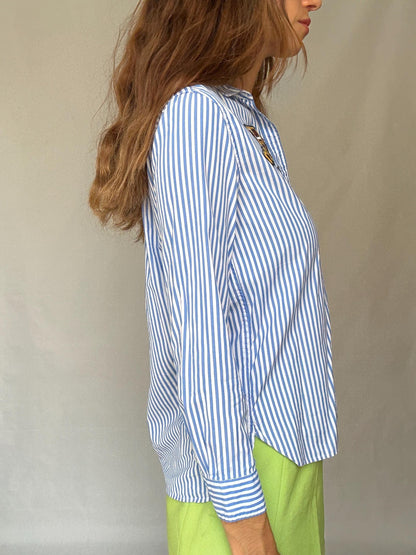 Ralph Lauren Crest Stripe Shirt, Blue/White — additional view 5