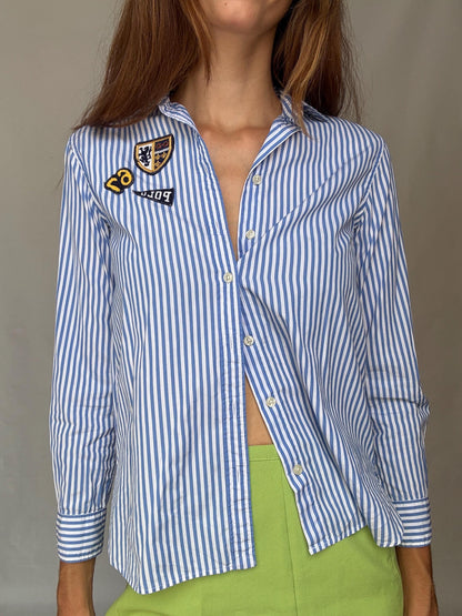 Ralph Lauren Crest Stripe Shirt, Blue/White — back view
