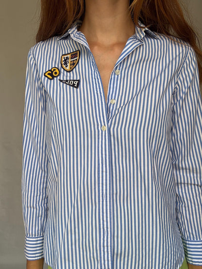 Ralph Lauren Crest Stripe Shirt, Blue/White — additional view 6