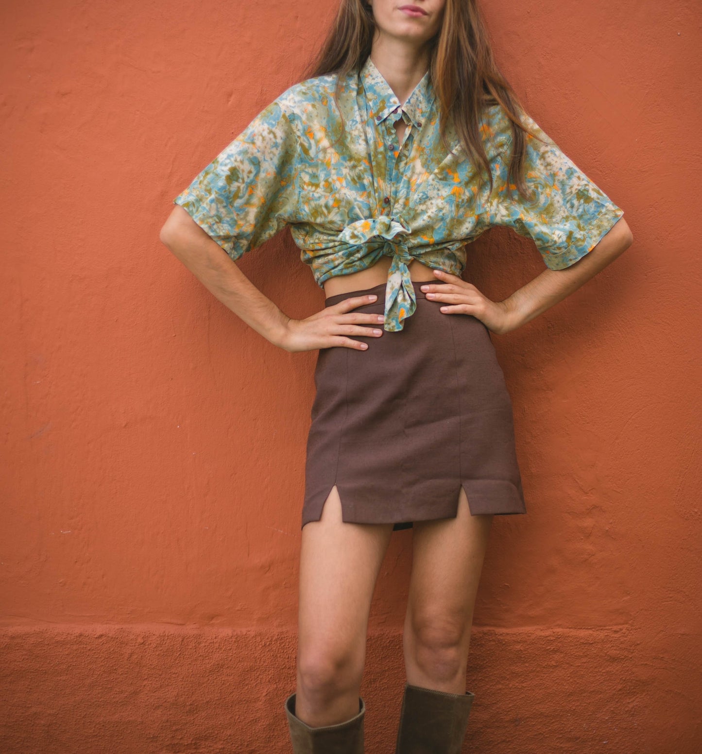 Vintage groovy woman blouse, Oversized shirt, Retro woman shirt, 80'S abstract blouse, Mod shirt