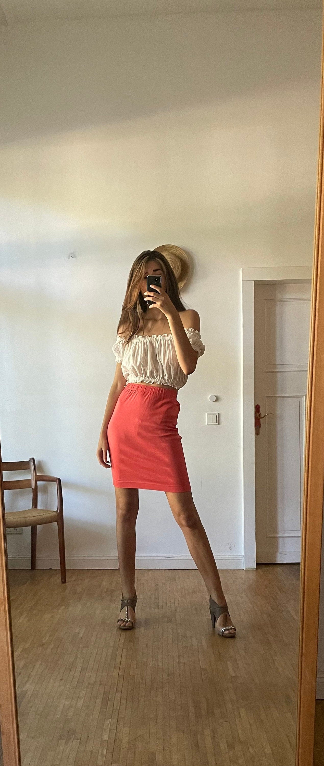 Vintage Valentino Pink high waist summer skirt, Secretary skirt, Sexy tight Pencil skirt, Retro women's fashion, Vintage branded clothing