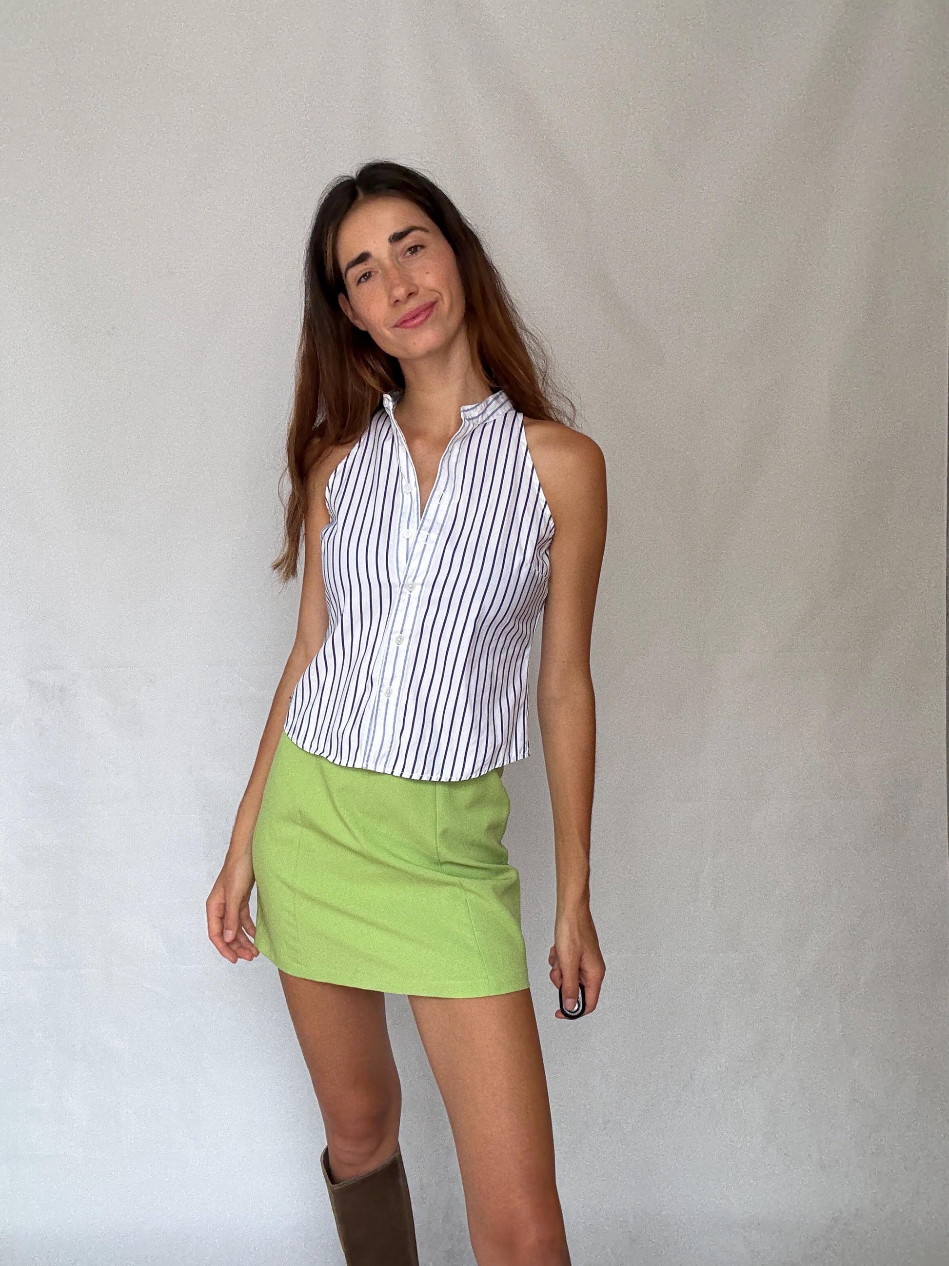 Tommy Hilfiger striped sleeveless button up shirt S / US6 – 100% cotton luxury preppy nautical summer blouse top