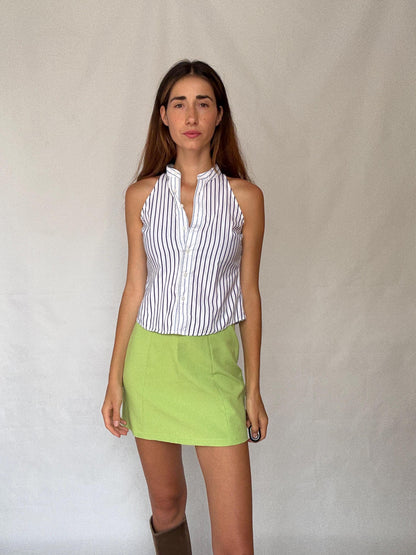 Tommy Hilfiger Striped Cotton Sleeveless Blouse — fabric close-up