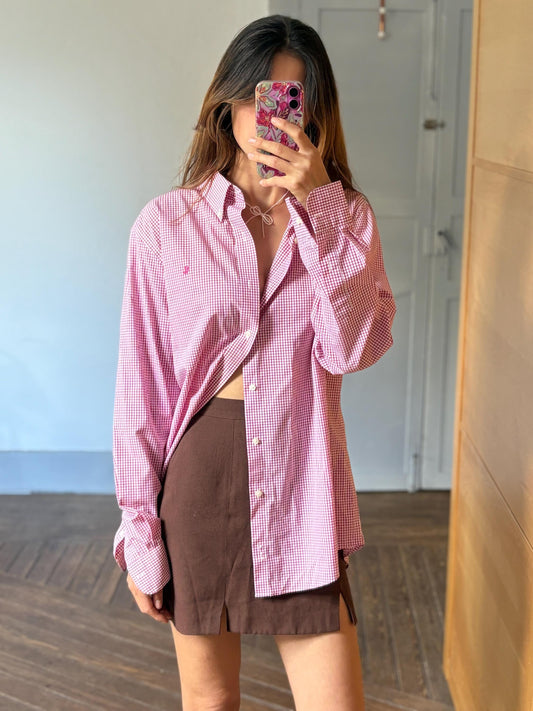 Vintage Lauren Ralph Lauren Checkered Blouse, Fitted shirt, Stretch Non Iron button down, Secondhand brand menswear, Oversized fit