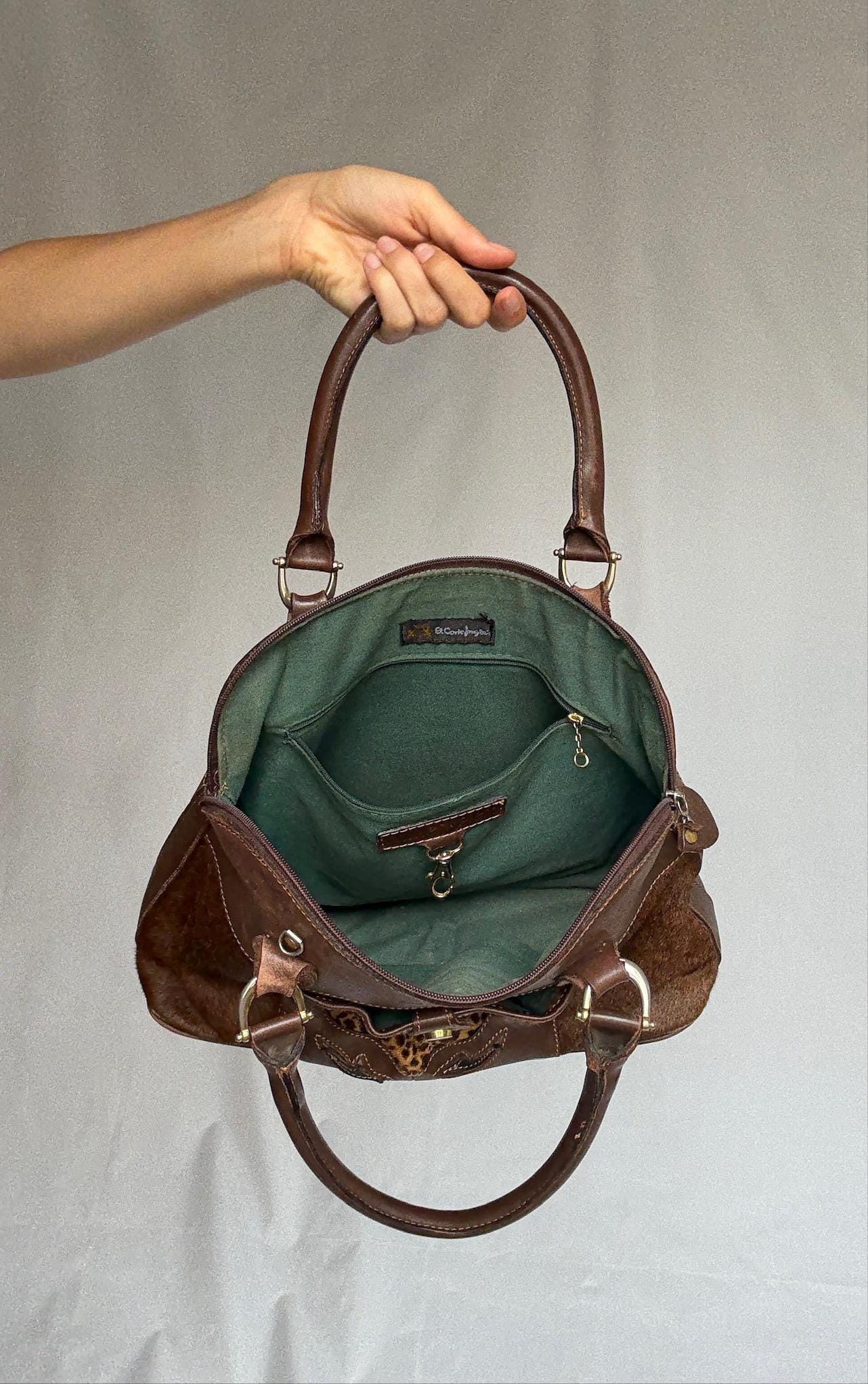 Leopard Print Vintage Brown Leather Satchel — additional view 6