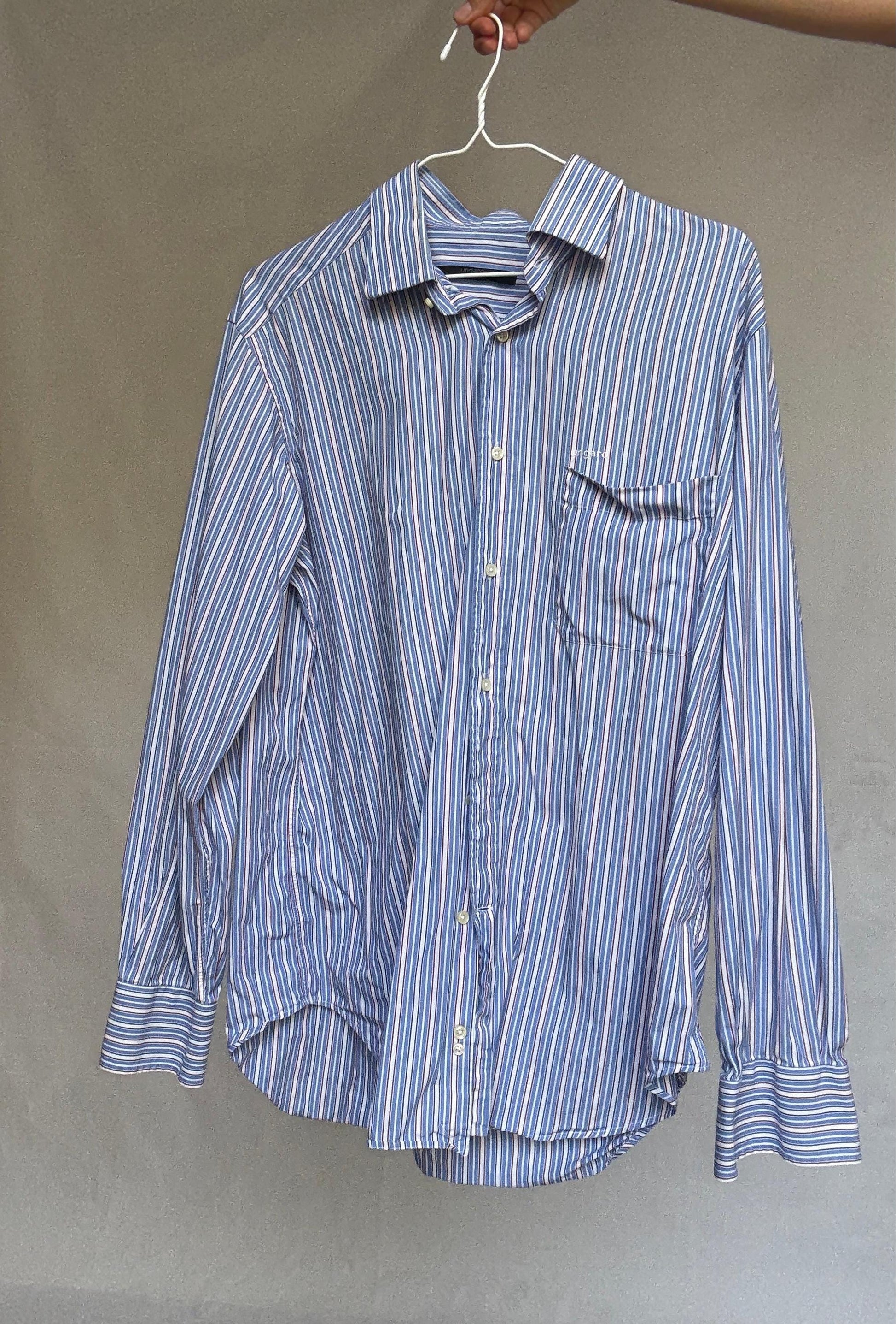 Vintage Ungaro Striped Cotton Button-Up Shirt — additional view 11