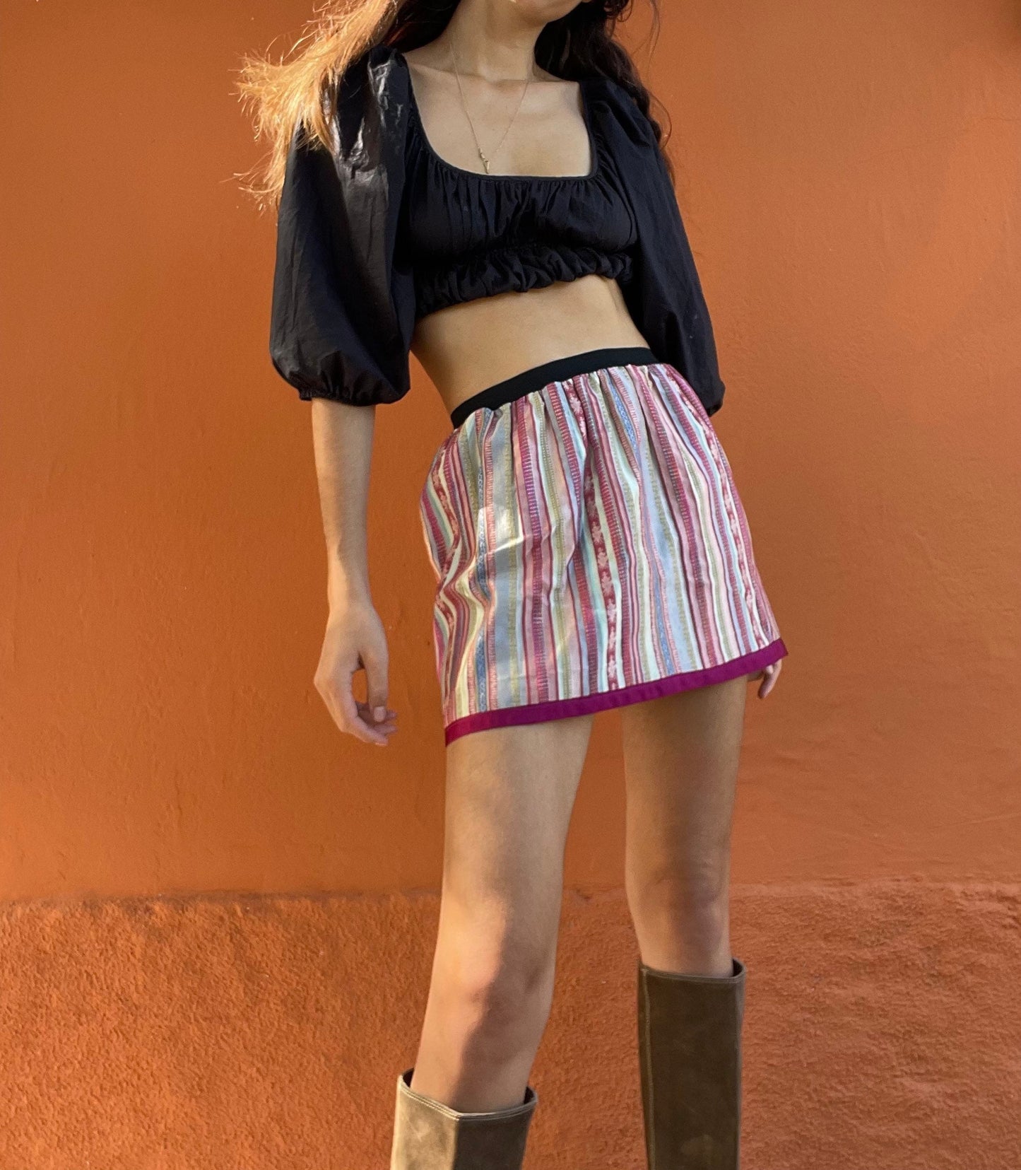 Handmade colourful skirt, Rainbow skirt, Sweet mini skirt, Carnaval skirt, high waist summer skirt, XXS - XS - S