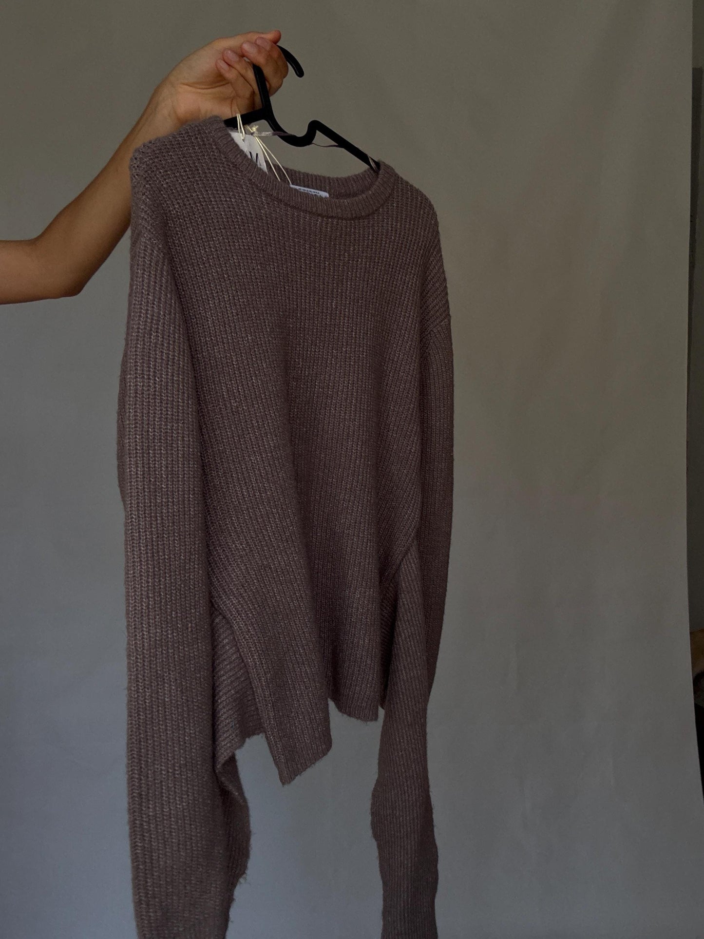 Earthy brown tie front back long sleeve jumper, unworn with tags, size S, soft rib knit,