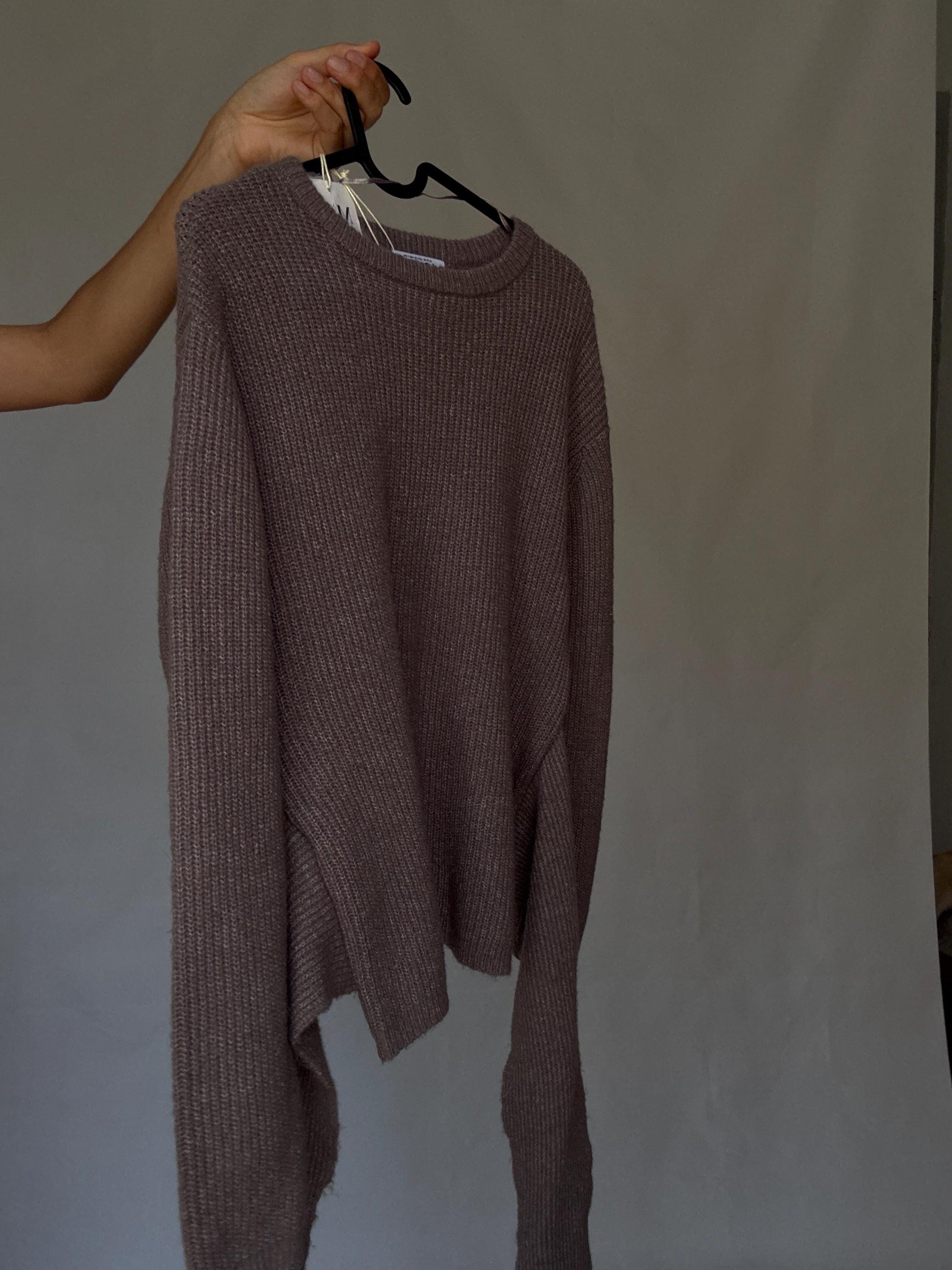 Earthy brown tie front back long sleeve jumper, unworn with tags, size S, soft rib knit,