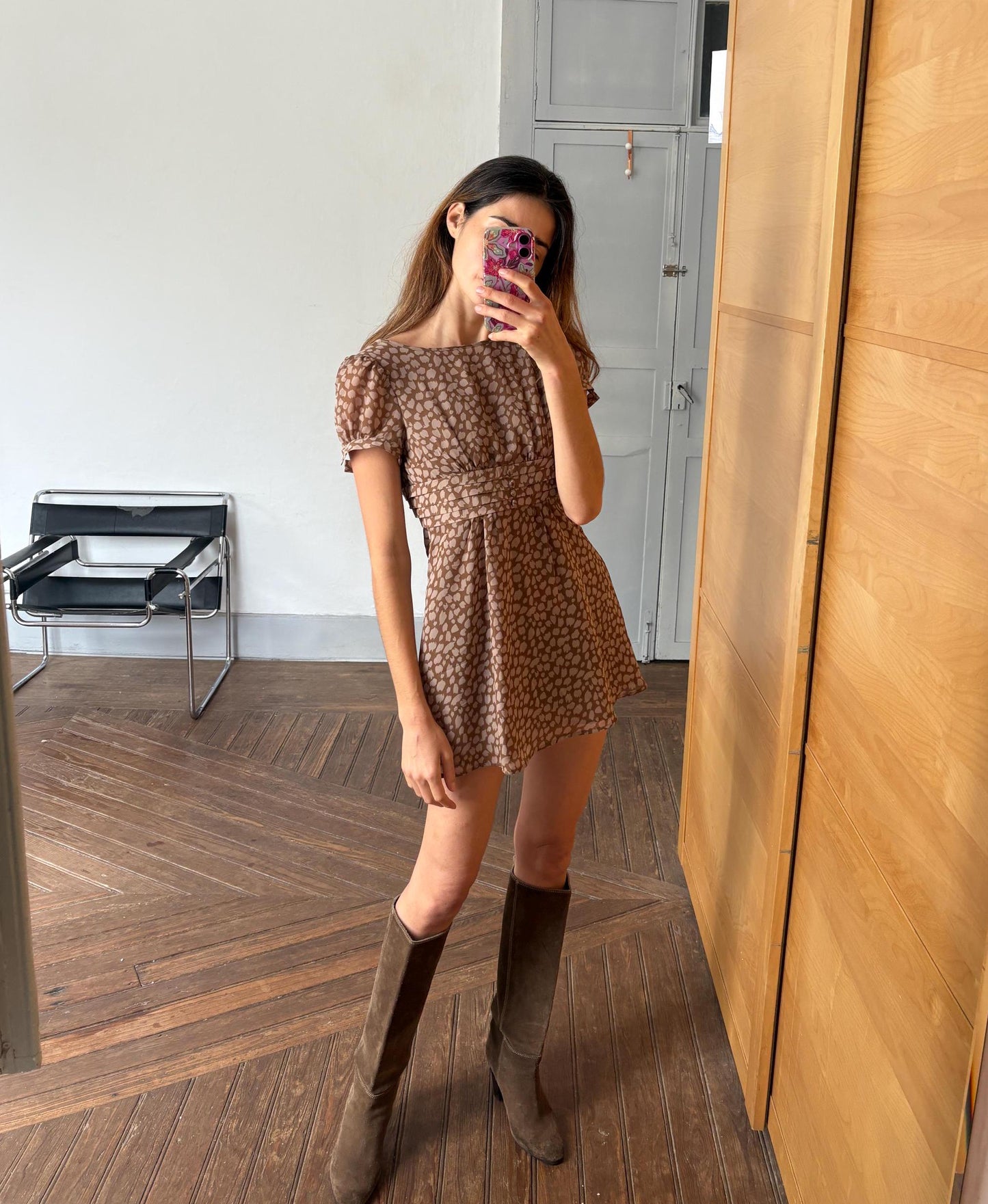 Vintage Adolfo Dominguez Leopard Print Summer Dress EU 34 – Brown Mini Dress