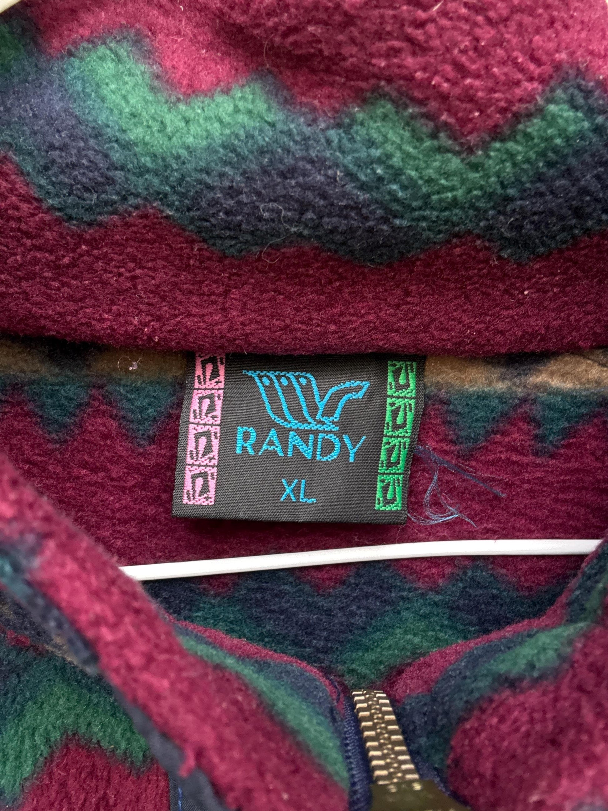 Retro Randy Fleece Jacket | Vintage Aztec Pattern Zip-Up | Cozy Unisex Ski Lodge Style, Size L