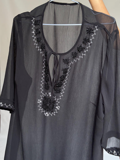 Sheer Black Embroidered Boho Tunic — additional view 8