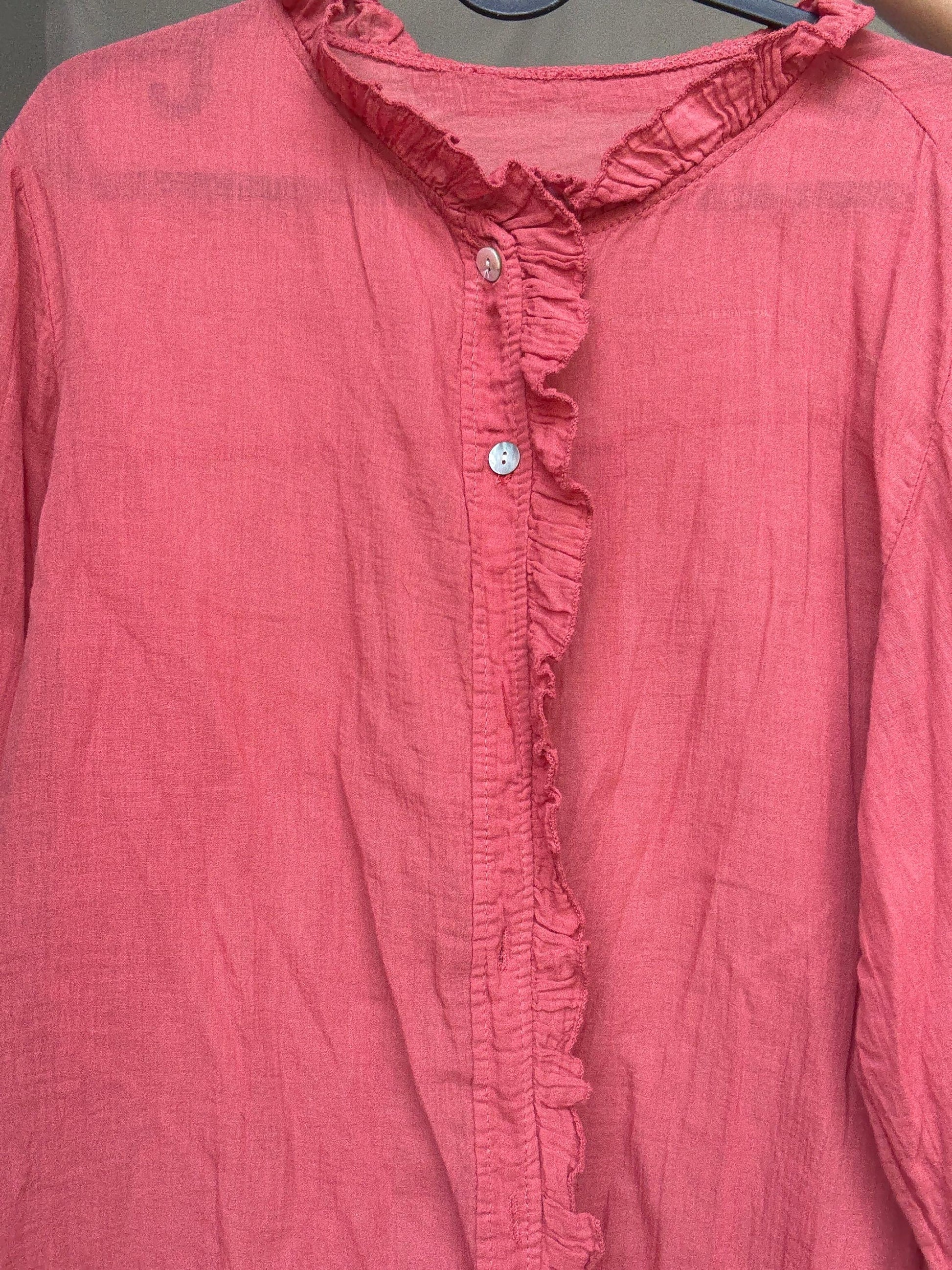 Burgundy Ruffled Cotton Blouse — additional view 8