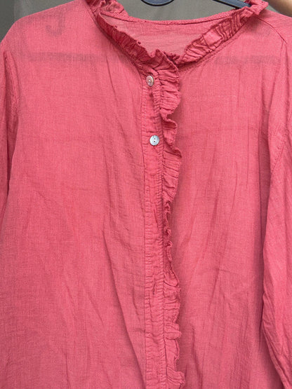 Burgundy Ruffled Cotton Blouse — additional view 8