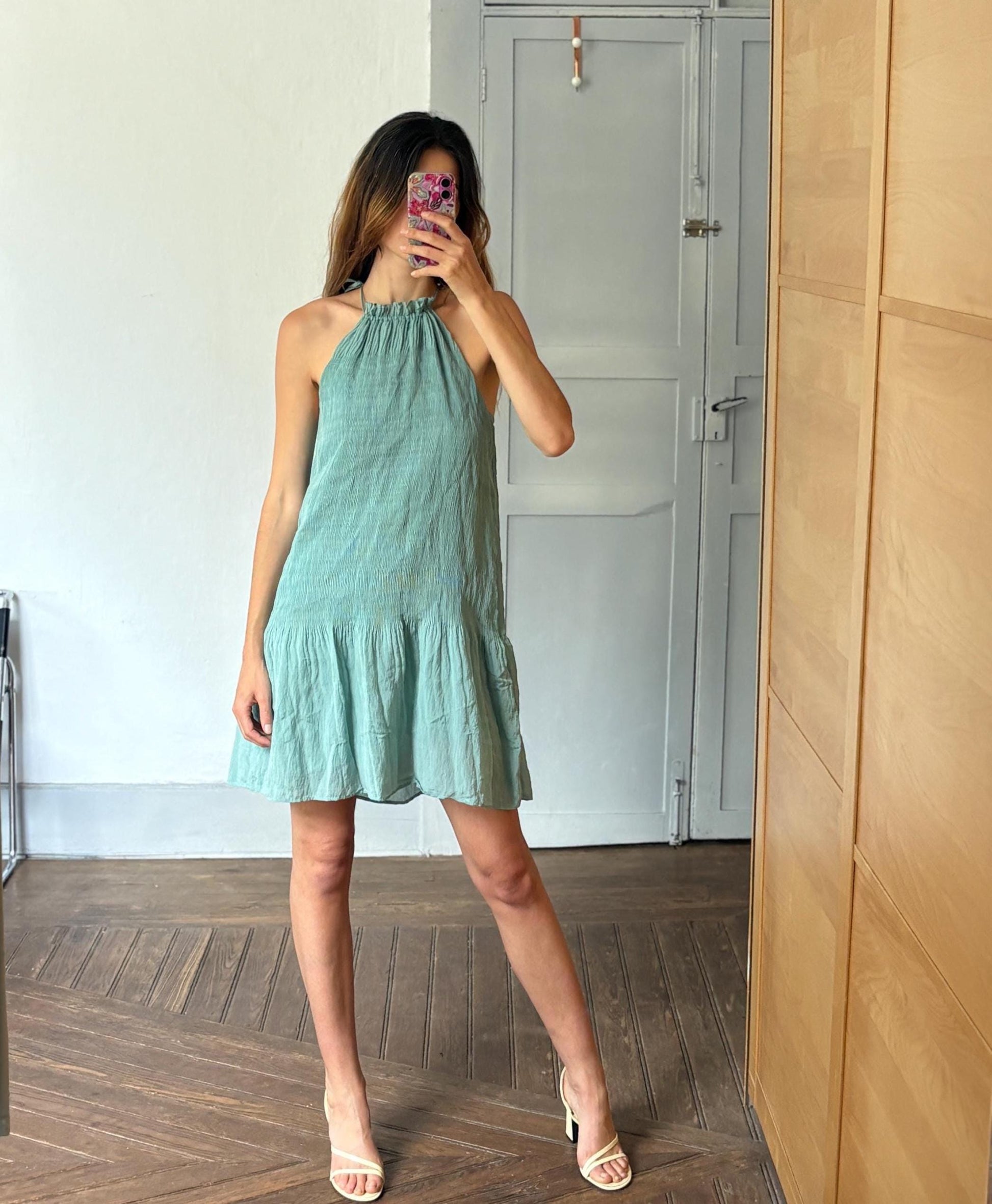 Vintage Intropia Designer Dress, Blue Lightweight Summer Dress, Modal Blend comfortable stylish midi dress