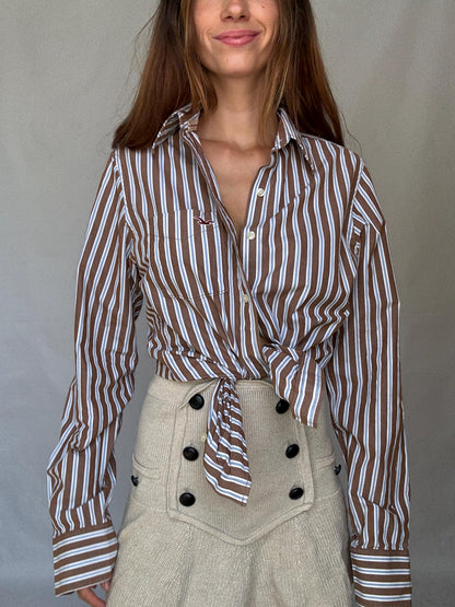 Striped Cotton Boyfriend Button-Up Shirt — additional view 5